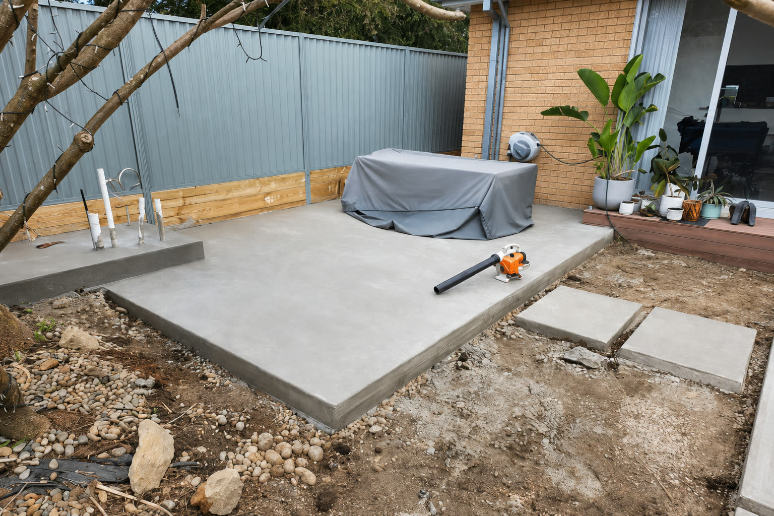 Concrete patio slab, Sydney backyard