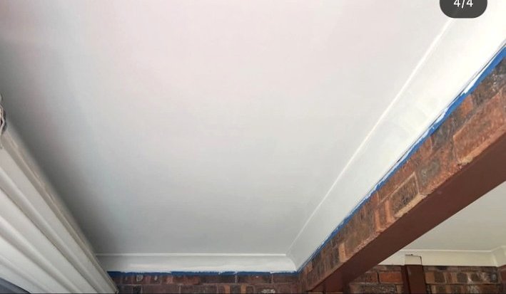 Finished ceiling corner, painted and patched
