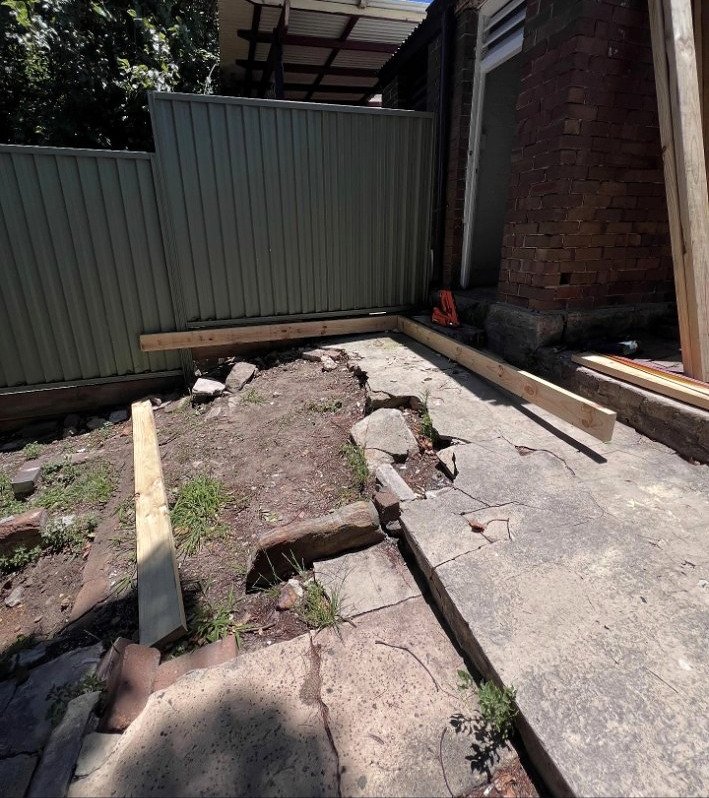 Backyard before a new timber deck was built