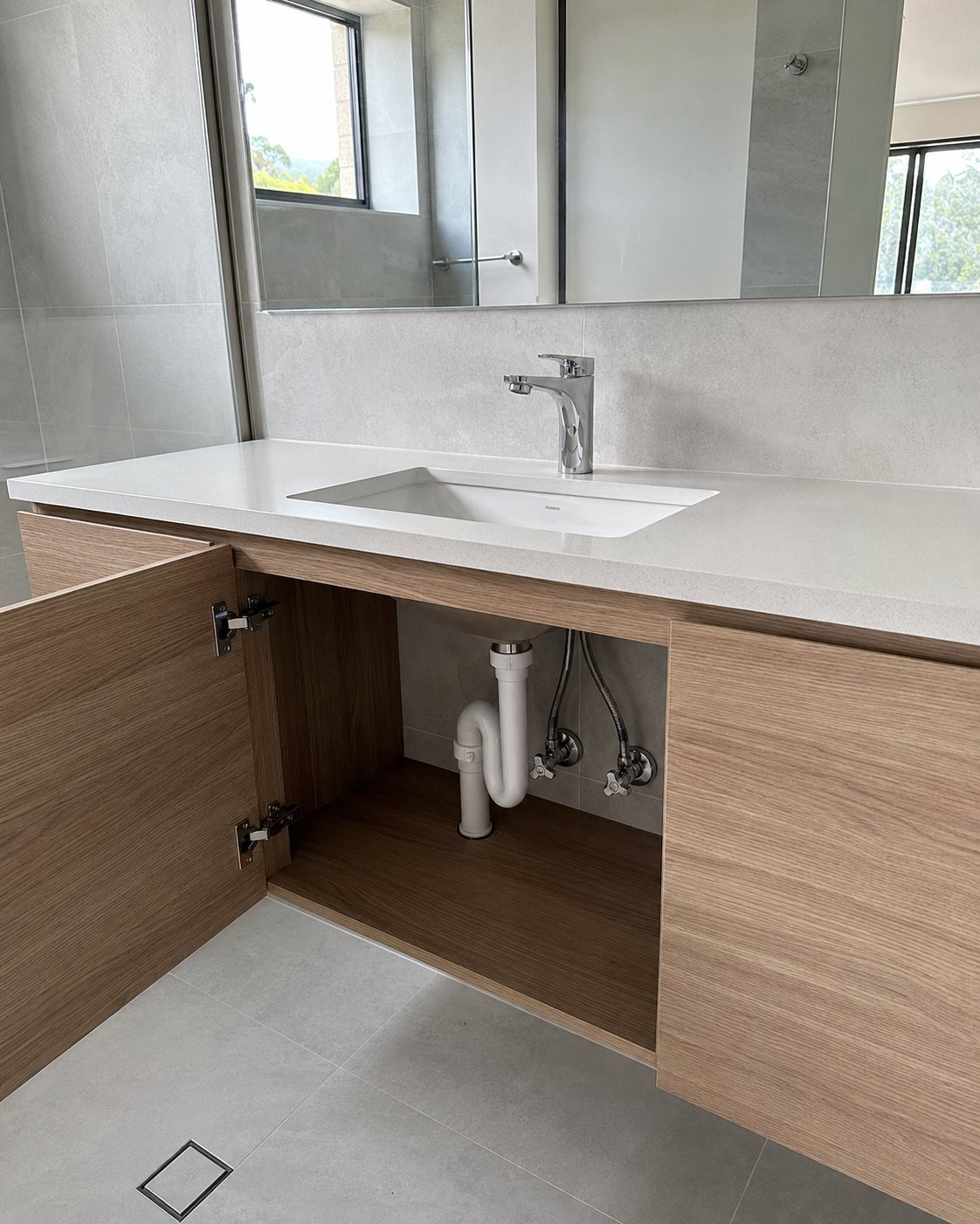 Bathroom vanity plumbing installation, Sydney property